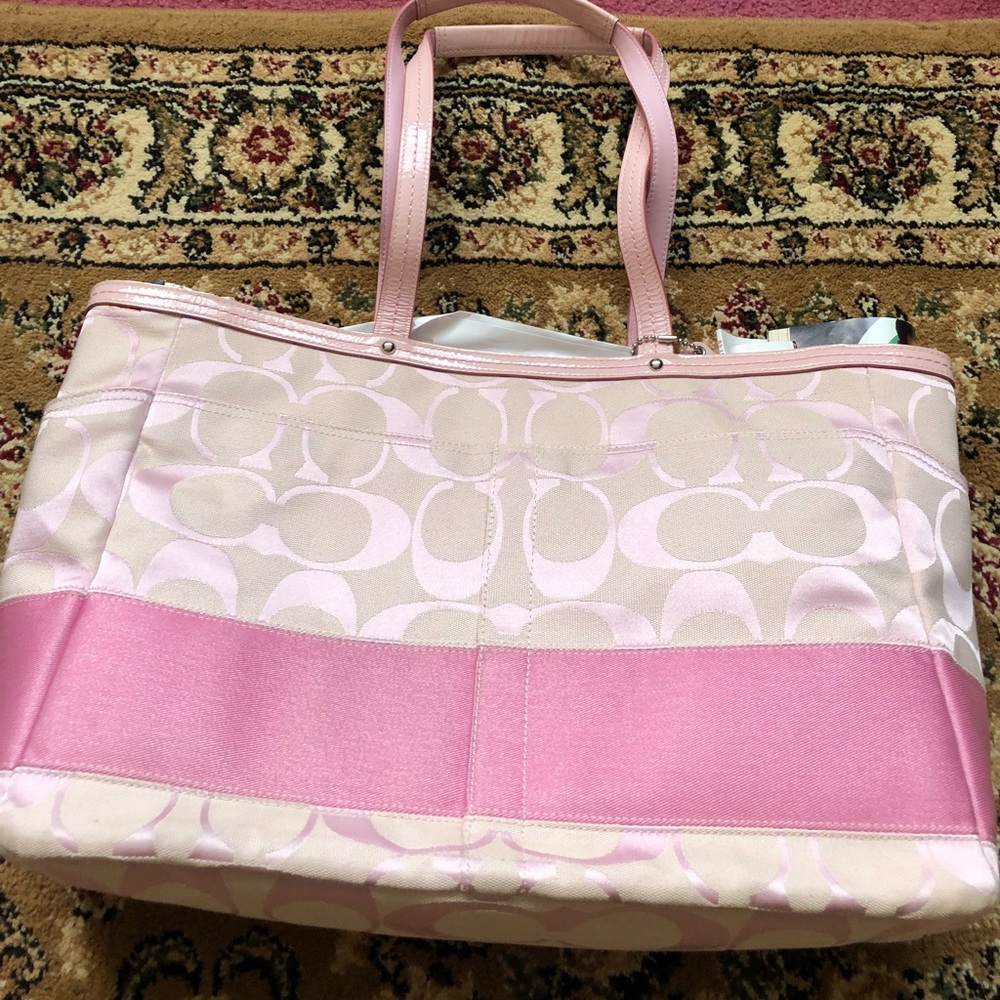 Coach pink baby bag